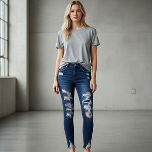 American Eagle Next Level Stretch Womens 14 Long Hi-Rise Jegging Distressed